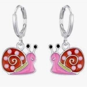 Pink and Red Snail Earrings